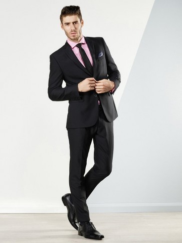 Aston Colton Men's Pure Wool Suit - Black