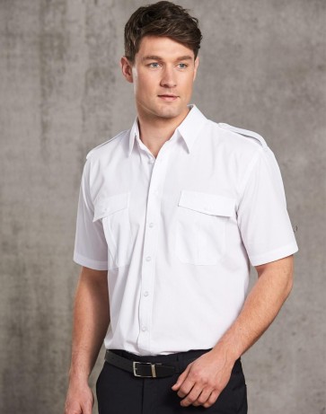 Benchmark Unisex Epaulette Short Sleeve Shirt