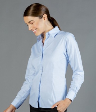 Gloweave Bell Women's Textured Mini Check Long Sleeve Shirt
