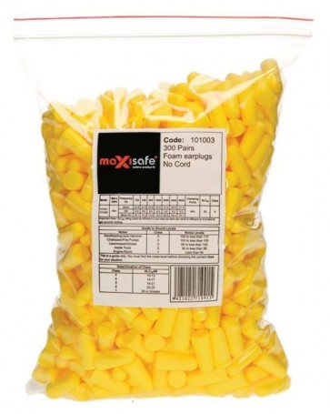 Maxisafe Uncorded Earplugs 26dB Class 5 300 Pair Pack