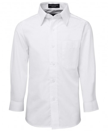JB's Wear Kids Long Sleeve Poplin Shirt - White