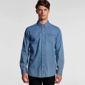 AS Colour Men's Blue Denim Shirt - Model Front