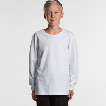 AS Colour Youth Long Sleeve Tee - White Model Front