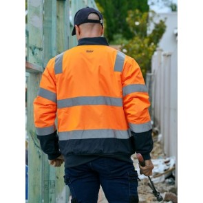 Bisley Hi Vis DN Reflective Taped Two Tone Bomber Jacket with Padded Lining 