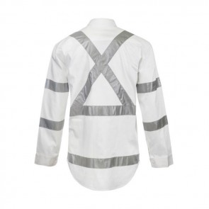 Work Craft Hi Vis Long Sleeve Cotton Drill Shirt with X Pattern and CSR Reflective Tape