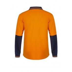 Work Craft Hi Vis Two Tone Food Industry Long Sleeve Micromesh Polo with no Pocket or Buttons