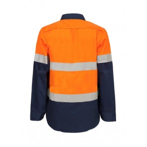 Work Craft Maternity Lightweight Hi Vis Two Tone Long Sleeve Vented Cotton Drill Shirt with CSR Reflective Tape
