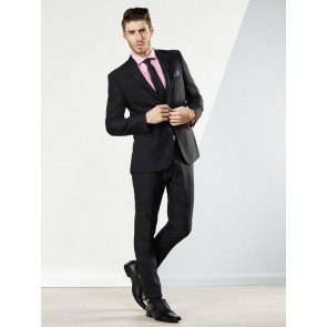 Aston Colton Men's Pure Wool Suit - Black