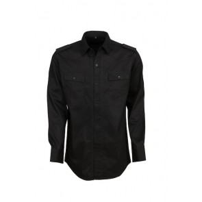 Blue Whale Men's Cotton Military Shirt with Epaulettes 