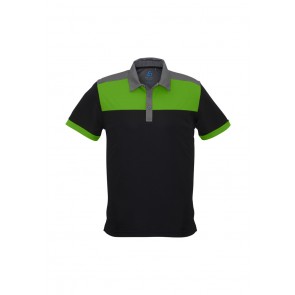 Biz Collection Mens Charger Polo - Black Green Grey Front