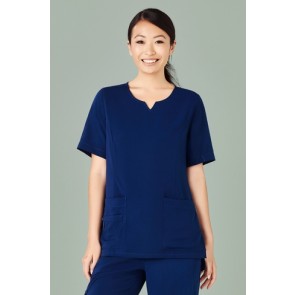 Bizcare Womens Tailored Fit Round Neck Scrub Top - Navy Model Front