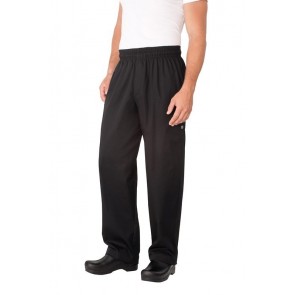 Chef Works Black Baggy Chef Pants w/ Zipper Fly