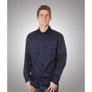 Blue Whale Cotton Drill Long Sleeve Navy Shirt 190gsm - Navy Model