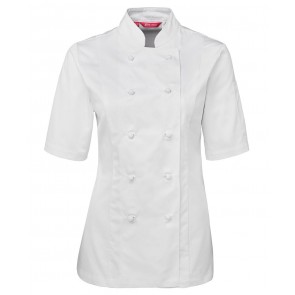 JB's wear Ladies Chef's Jacket Short Sleeve - White Front