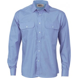 DNC Mens Polyester Cotton Long Sleeve Work Shirt