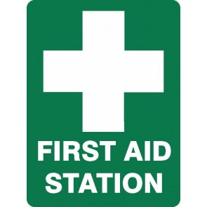FIRST AID STATION Sign 450 x 300mm Flute