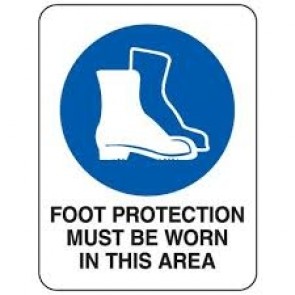 Foot Protection Must Be Worn In This Area Sign 300 225mm Metal