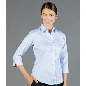 Gloweave Womens Micro Step textured Plain 3/4 Sleeve Business Shirt - Sky