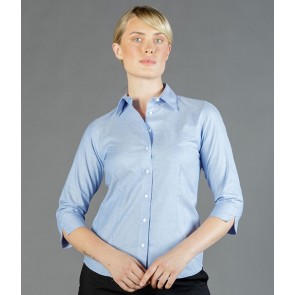Gloweave Womens Oxford 3/4 Sleeve Business Shirt - Blue