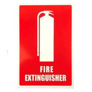 Flat PVC Fire Extinguisher Sign 150mm W x 225mm H 