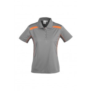 Ladies United Short Sleeve Polo Shirt - Ash Fluoro Orange 