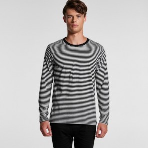AS Colour Men's Bowery Stripe Long Sleeve Tee - Black Natural Model Front