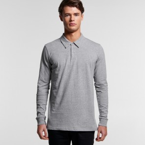 AS Colour Men's Chad Long Sleeve Polo - Grey Marle Model Front 