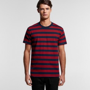 AS Colour Men's Classic Stripe Tee - Navy Red Model Front