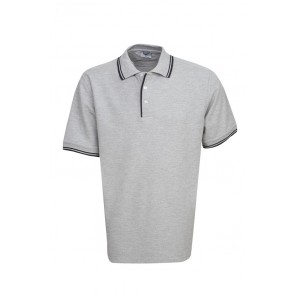 Blue Whale Pique Polo Shirt with Striped Collar and Cuff 