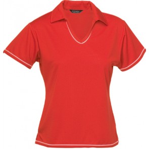 Stencil Ladies Short Sleeve Cool Dry Polo - Red White