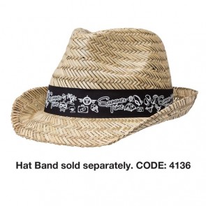 Straw Fedora Hat - Hat Band Sold Separately SKU: 4136