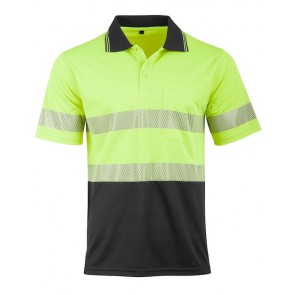 Australian Industrial Wear Hi Vis Unisex Cooldry Segmented Short Sleeve Polo Shirt