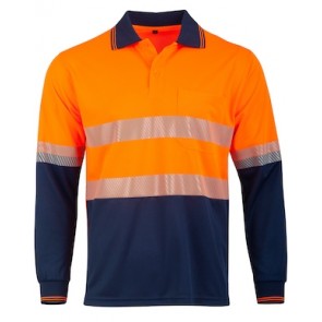 Australian Industrial Wear Hi Vis Unisex Cooldry Segmented Long Sleeve Polo Shirt