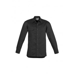 Syzmik Mens Lightweight Long Sleeve Tradie Shirt - Black Front