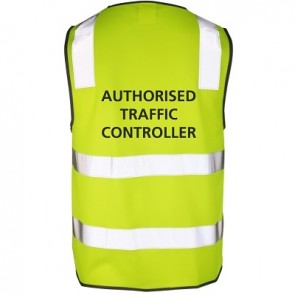 BH Wear HV Day Night Safety Vest Pre - Printed Authorised Traffic Controller