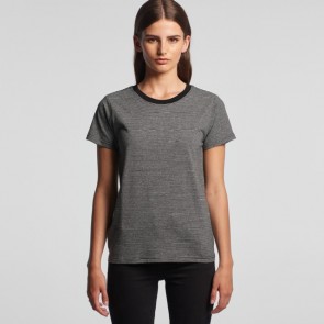 AS Colour WO's Line Stripe Tee - Grey Marle Black Model Front