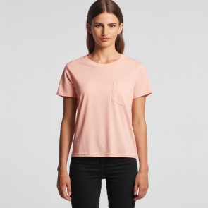 AS Colour WO's Square Pocket Tee - Pale Pink Model Front 